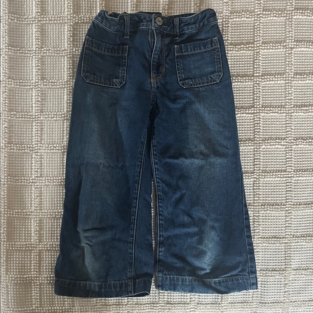 GAP Girls Denim High Rise Wide-Leg Crop Jeans - Indigo